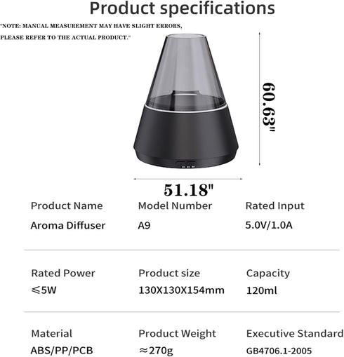 Villelei 7-Color Candle Flame Essential Oil Diffuser, Aromatic air humidifier, LED ultrasonic Aroma lamp with Timer