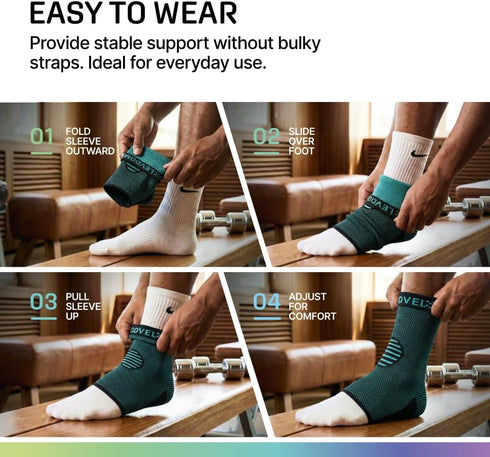 Modvel Ankle Brace for Women & Men - Compression Ankle Sleeve & Foot Brace, Right Left Ankle Support for Sprained