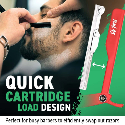 Tomb45 Triple Cartridge Razor Holder, Disposable Razor Safety Handle for Barbers, 100% Metal Grip & 3 Adjustable Blade