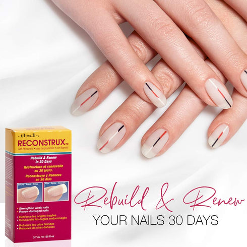 IBD Reconstrux Nail Repair Treatment - Nail Strengthener for Weak & Damaged Nails, 0.125 fl oz, 2 Pack