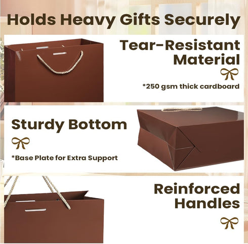 PrintGuru 13 13W 10.2H 4.9D 1 Pack) Large Brown Gift Bag with Tissue Paper and Greeting Card, Paper Gift Bag