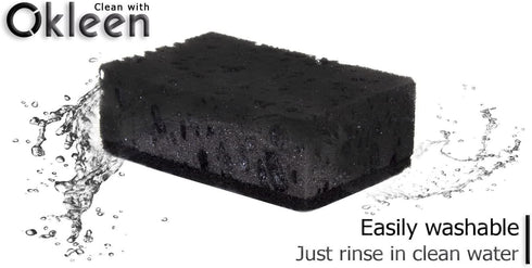 Black Multi Use Scrub Sponges, Made in Europe, 18 Pack, 4.3x2.8x1.4 inches, Heavy Duty Fiber, Odorless Durable Scrubber