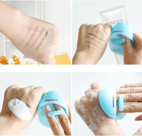 INNERNEED Soft Silicone Facial Cleansing Brush Manual Face Scrubber for Sensitive Skin, Pack of 2, Exfoliating Massage