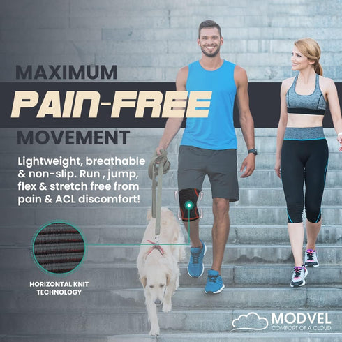 Modvel 2 Pack Knee Brace for Men & Women, Compression Sleeve for Knee Pain Relief, Sports Support