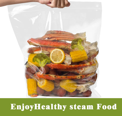 WOKUWOKU (10Pcs Seafood Boil Bags Medium Size Boil Bag for Fish, Crab, Shrimp, and Veggies - Cooking and Storage Bag