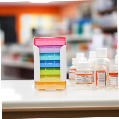 HAKIDZEL Portable Weekly Medicine Organizer Box Compact Pill Case with Compartments Travel-Friendly Plastic Holder