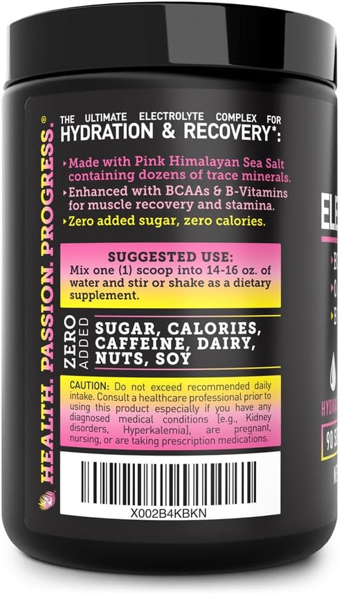Zeal Naturals Electrolyte Powder Recovery Drink - 90 Servings Lemon Berry with BCAAs & B-Vitamins