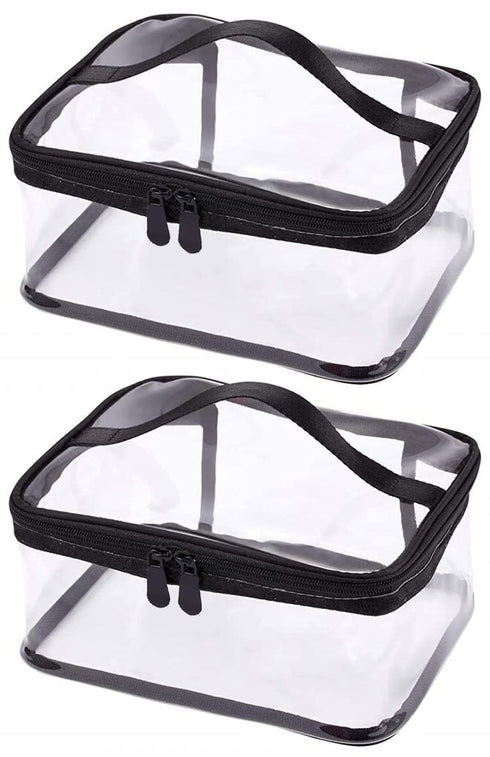 Louise Maelys Portable Clear Makeup Bag - Waterproof Zipper Travel Storage Pouch with Handle