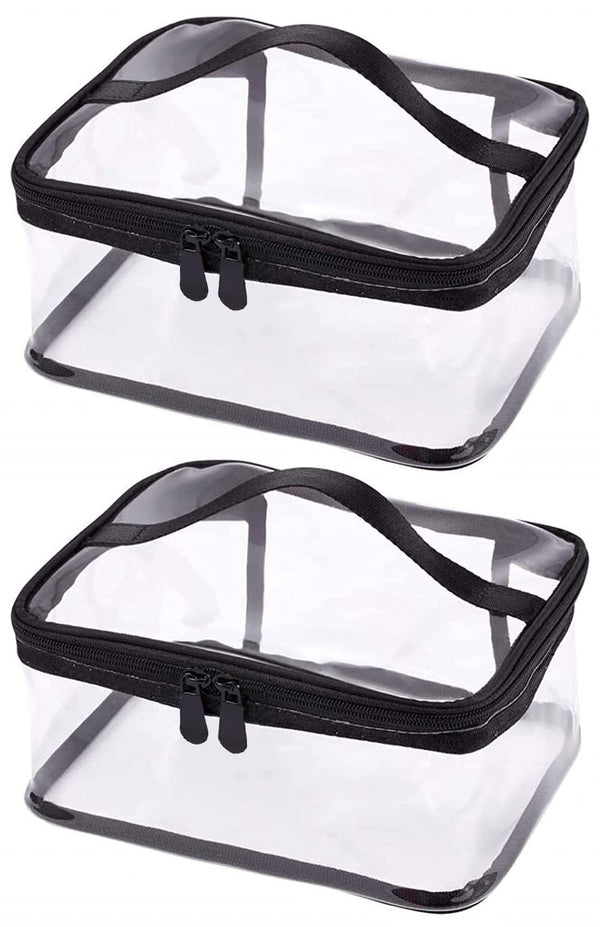 Louise Maelys Portable Clear Makeup Bag - Waterproof Zipper Travel Storage Pouch with Handle