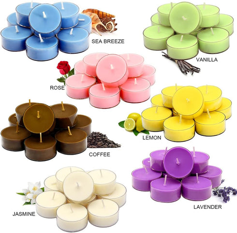 DEYBBY Scented Soy Wax Tealight Candles Bulk, Lavender Aromatherapy Candle for Stress Relief, Long Lasting for