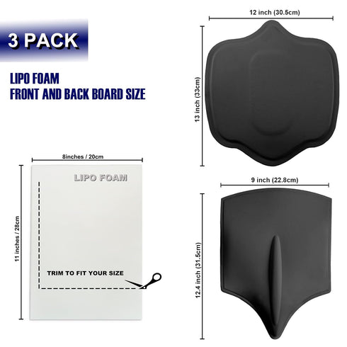 KUSMOO 3 Pack Lipo Foam Board Ab Board Post Surgery Liposuction Abdominal Flattening Compression Board BBL Lumbar
