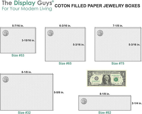 TheDisplayGuys 25-Pack Cotton Filled Cardboard Jewelry Boxes, Silver Foil Gift Case (2.6" x 1.6" x 1.0")