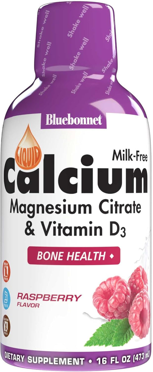 Bluebonnet Nutrition Liquid Calcium Citrate Magnesium Citrate - 32 Servings, Raspberry Flavor, 16 Fl Oz (Pack of 1),