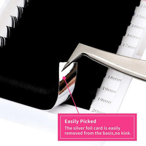 Lash Extension 0.05mm D Curl Mixed Classic Eyelash Extensions, 15-20mm Matte Black Individual Lashes
