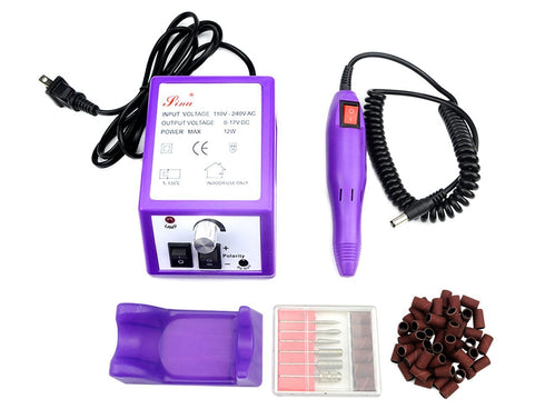 LILYS PET 20,000 RPM Professional Electric Nail Art Drill Machine with Sanding Bands (Violet)