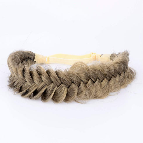 Messy Wide 2 Strands Synthetic Hair Braided Headband for Women Girls (Dark Ash Blonde)