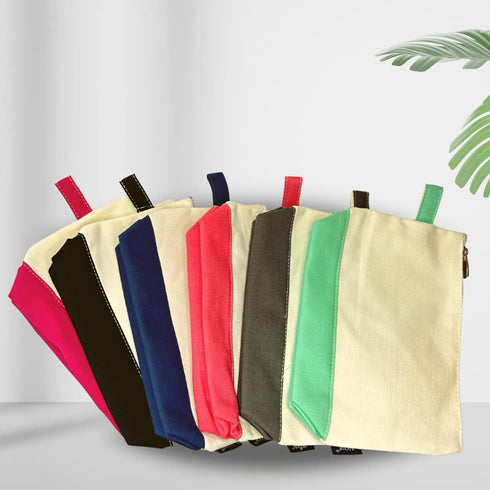 NGIL Jute/Canvas Large Travel Cosmetic Bag Pouch for Women, Multipurpose Toiletry Pouch, Personalized Makeup Bag
