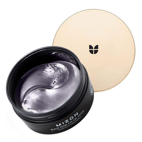 MIZON Pearl Eye Gel Patch Masks, Hydrogel Eye Treatment Mask for Reducing Wrinkles, Puffiness, Dark Circles (Black