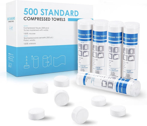 500 Pieces Disposable Compressed Towels, Soft Travel Coin Tissue for Camping, Outdoors, and Beauty Salon