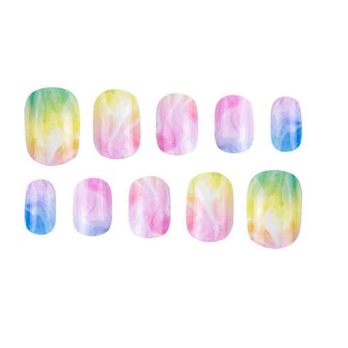 SIUSIO 120 Pcs Children Acrylic Fake Nails, Press on Pre-glue Full Cover Glitter Gradient Color, Kids Set