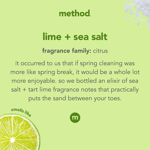 Method Gel Dish Soap, Lime + Sea Salt, Biodegradable Formula, Tough on Grease, 18 Fl Oz, Pack of 6