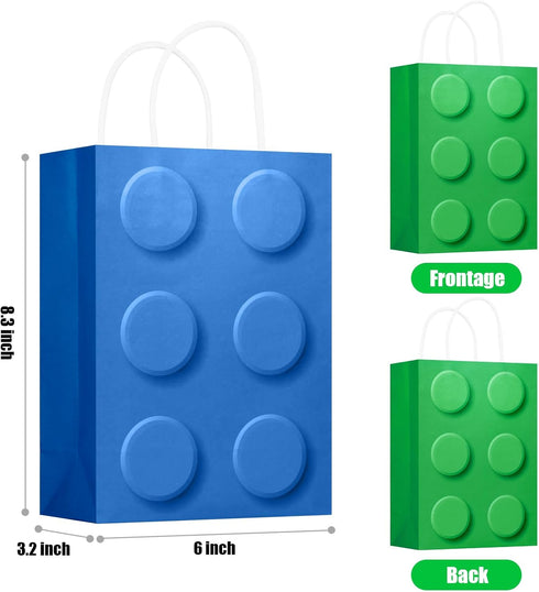 YOTNUS 48 Pcs Building Block Party-Favor Bags, Small Gift Bags with Handles for Building Block Birthday Party Supplies