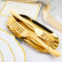 DaYammi 150 Pack Gold Disposable Silverware Set - 50 Forks, 50 Knives, 50 Spoons - Heavy Duty Plastic Cutlery for
