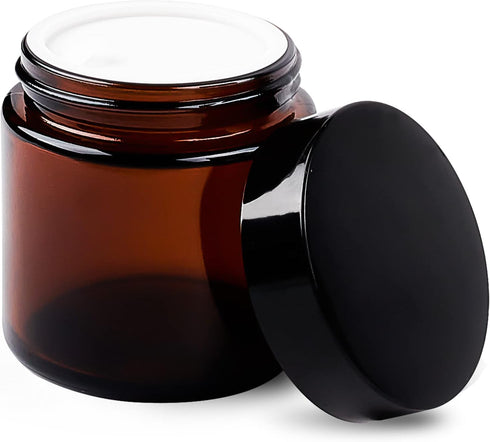 TUZAZO 12 Pack 4 Oz Amber Round Glass Jars, Empty Candle Making and Cosmetic Containers with Lids