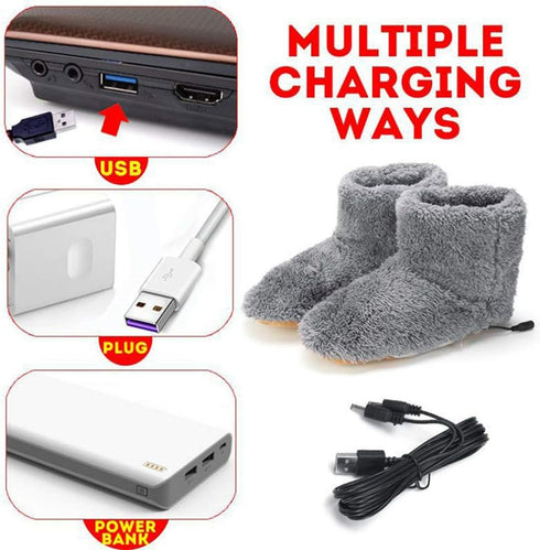 Winter Foot Warmer Shoes Soft Electric Heating Snow Boots USB Washable Skiing Boot Soft Electric Heating Shoes Winter