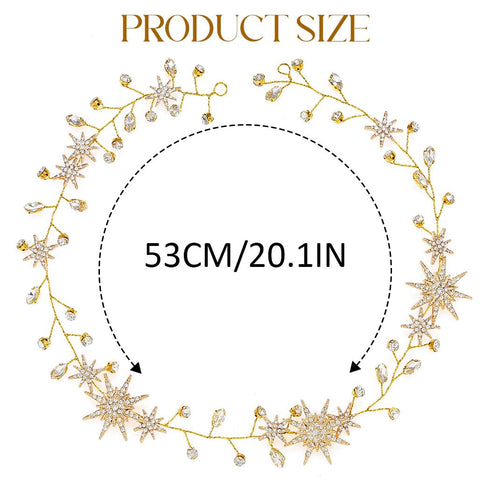 Yean Gold Star Wedding Hair Vine, Rhinestone Headpiece and Crystal Bridal Hair Accessories for Women