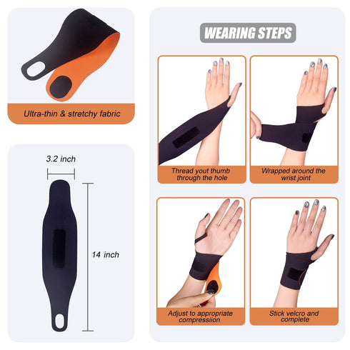 Ultra-Thin Wrist Brace Support for Carpal Tunnel, Pain Relief, Elastic Wrist Wraps for Fitness