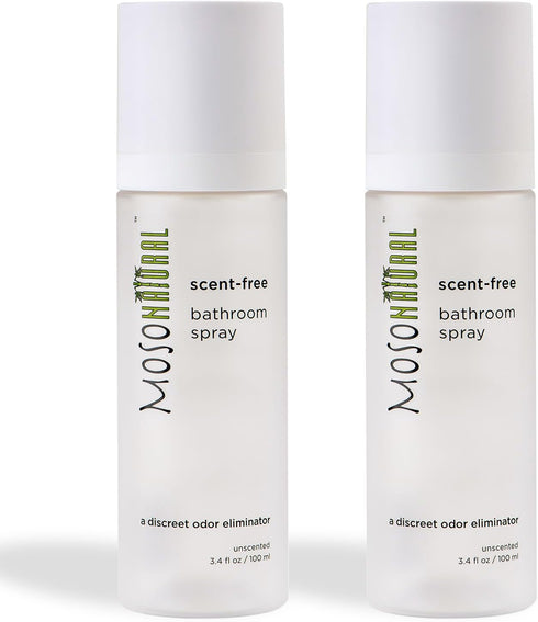 Moso Natural Scent-Free Bathroom Spray (2 Pack) - Discreet Odor Eliminator and Toilet Spray, Unscented