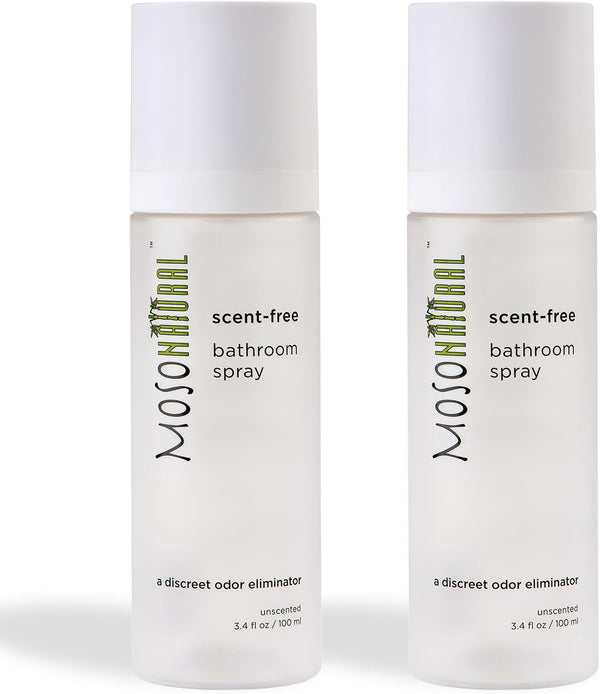 Moso Natural Scent-Free Bathroom Spray (2 Pack) - Discreet Odor Eliminator and Toilet Spray, Unscented