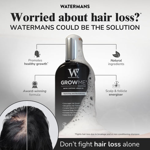 Watermans Shampoo Biotin, Rosemary, Caffeine, Niacinamide, Argan Oil for Thinning Hair, 8.45 fl oz