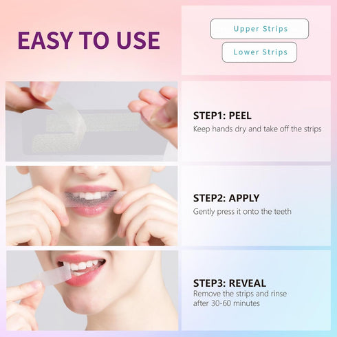 Coconut Whitening Strips, 18 Treatments, Enamel Safe Non-Slip Whitening Kit for Sensitive Teeth