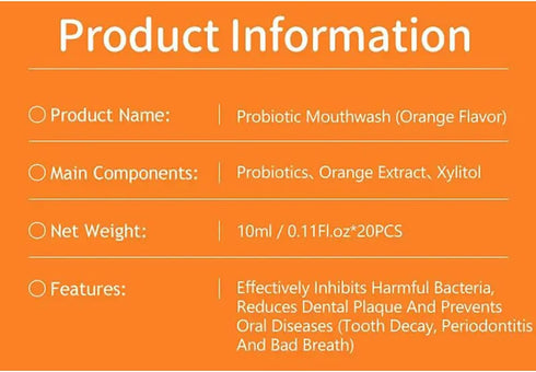 Probiotic Mouthwash 0.11fl.oz X 20pcs - Grape Flavor for Tooth Stains, Fresh Breath, and Gum Repair