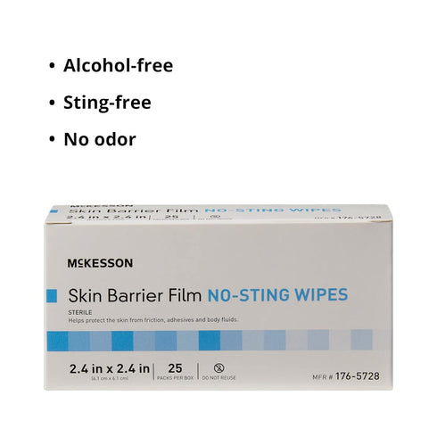McKesson Skin Barrier Film, Sterile No Sting Body Wipe, Individual Packet, 25 Wipes