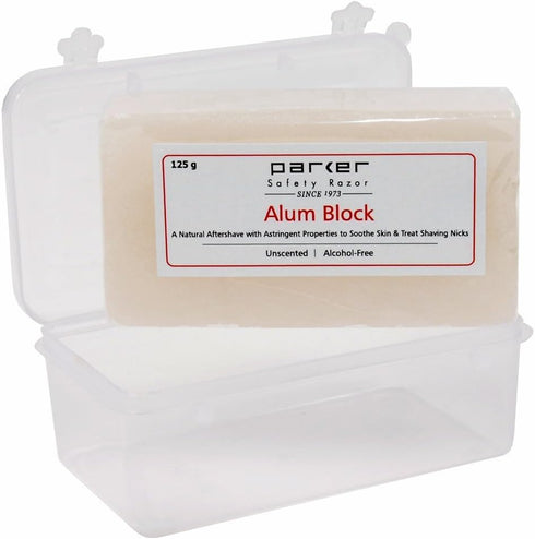 Parker Large Alum Block with Travel Case (125 g./4.4 oz.) - Natural Aftershave with Antiseptic Properties