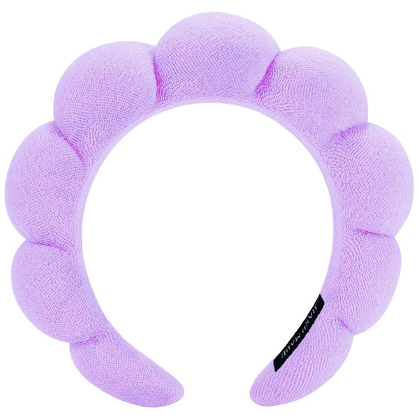 Spa Headbands for Washing Face or Makeup, Puffy Terry Cloth Hairband for Women, Skin Care Makeup Accessories (Purple)