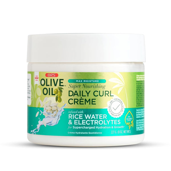 Olive Oil Max Moisture Super Nourishing Daily Curl Crème infused with Rice Water & Electrolytes for Hydration & Growth,