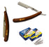 Stainless Steel Professional Barber Folding Straight Edge Razor Shavette Men's Shaving Kit with 200 Count Lord Single