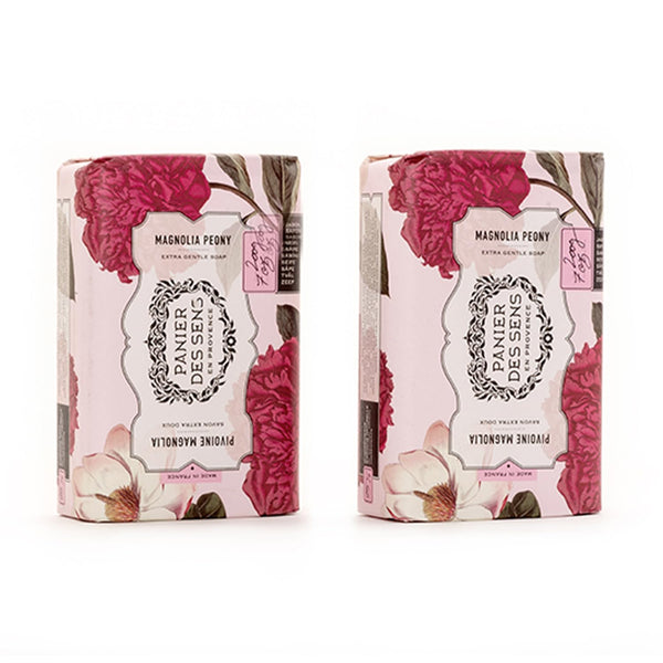 Panier des Sens Magnolia Peony Shea Butter Natural Bar Soap - 2 Bars, 7oz/200g Each, Made in France