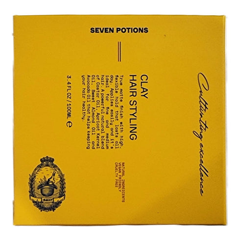 SEVEN POTIONS Hair Clay - 3.4 fl oz, High Hold Matte Pomade for Effortless Hair Styling, Natural, Vegan, Cruelty Free