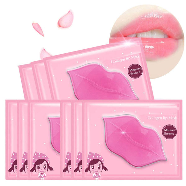 Lip Mask, 30PCS Collagen Crystal Pink Lip Care Gel Pads, Moisturizing Anti-Wrinkle Treatment