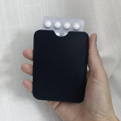Sleek Black Birth Control Pill Case Holder - Slim Wallet Design