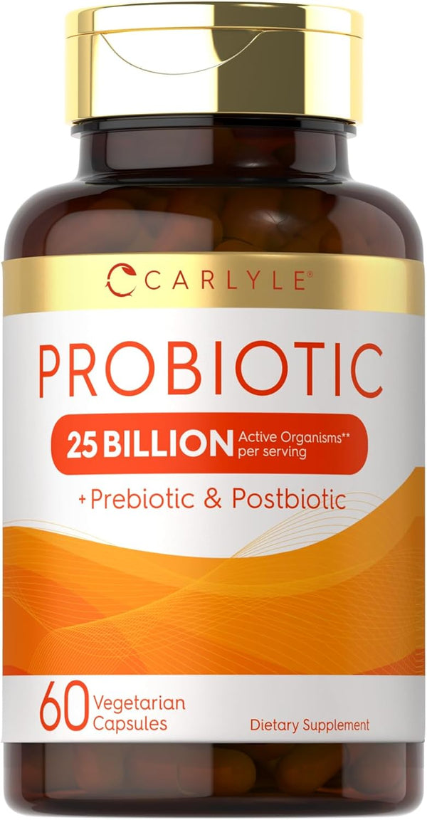 Carlyle Prebiotic & Probiotic | 25 Billion CFU | 60 Capsules | Vegetarian, Non-GMO & Gluten Free for Women & Men