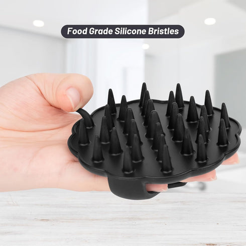 Scalp Massager Hair Growth, Silicone Bristles Scrubber for Wet Dry Hair Care, Head Massager for Women Men, Black