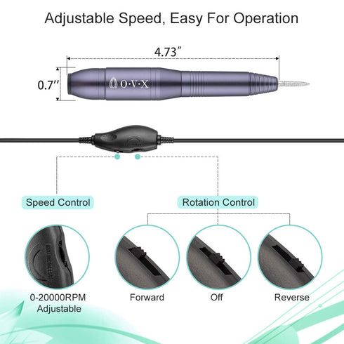 Portable Professional Nail Drill, Electric Nail File 20000RPM Manicure Machine Set with Bits and Brush for Acrylic Gel