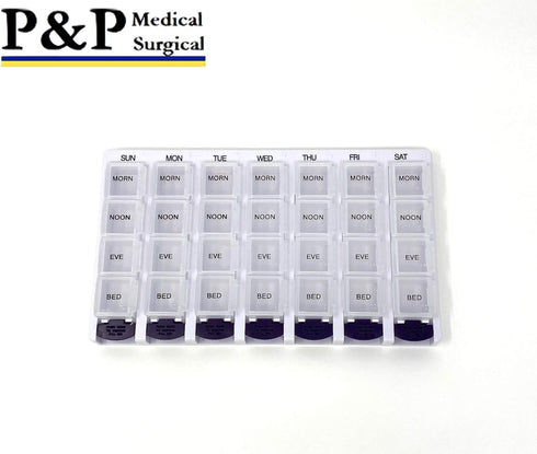 Weekly AM/PM Pill Box Organizer by P&P MEDICAL SURGICAL, Portable Travel Prescription & Medication Case (7-Day /