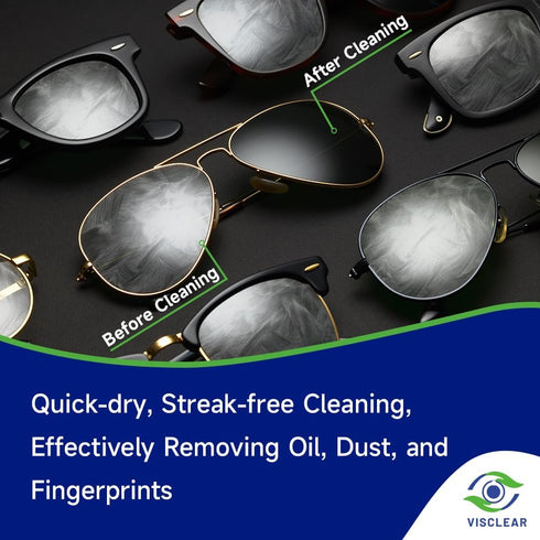 VisClear 200 Counts, Lens Wipes for Eyeglasses, Extra Moist Individually Wrapped Eyeglass Cleaner Wipes, Safe from